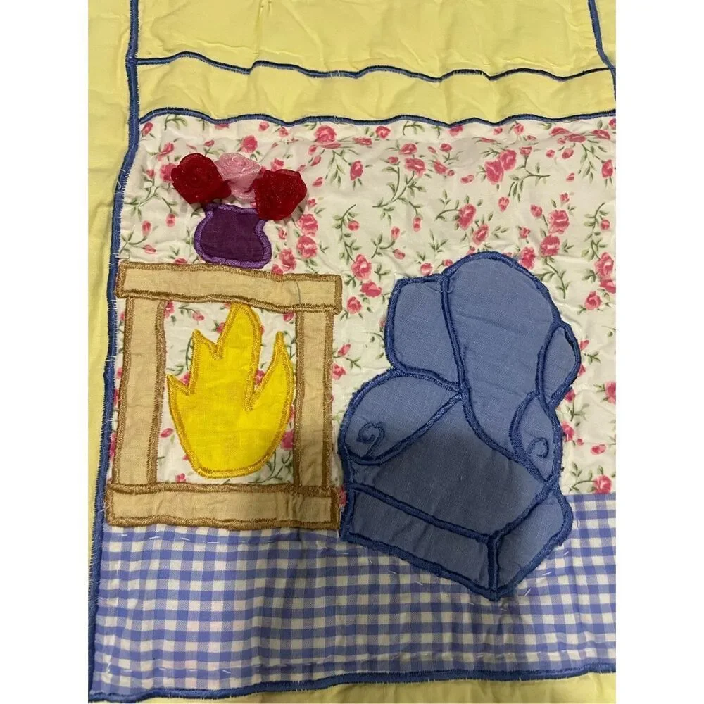 P.J. Kids Rooms To Dream Crib Quilt Dollhouse Peek a Boo Homemade Vintage 90s